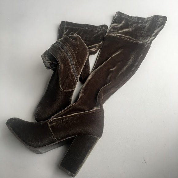 Yoki Over the Knee Velvet boots - Picture 1 of 8